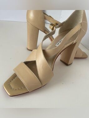 Via Spiga Beige Strappy Block Heel Sandals